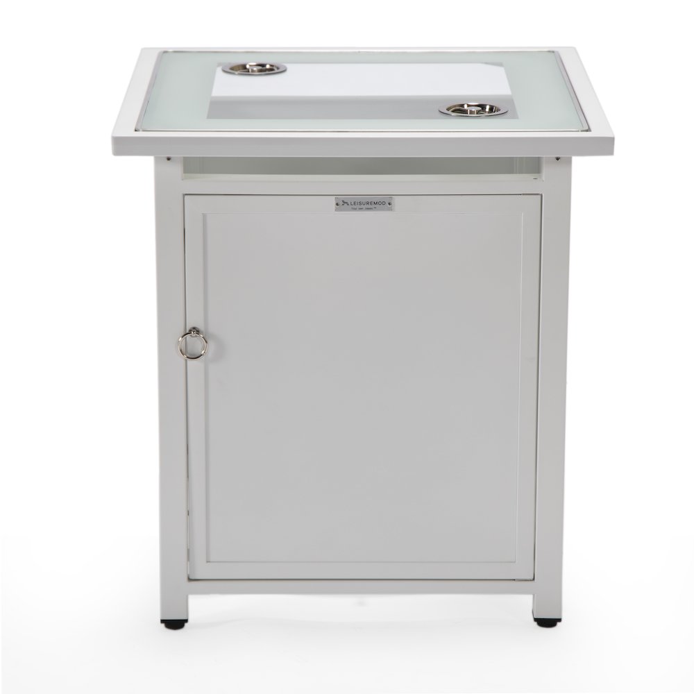Walbrooke Patio Square Fire Pit and Tank Holder in White. Picture 15