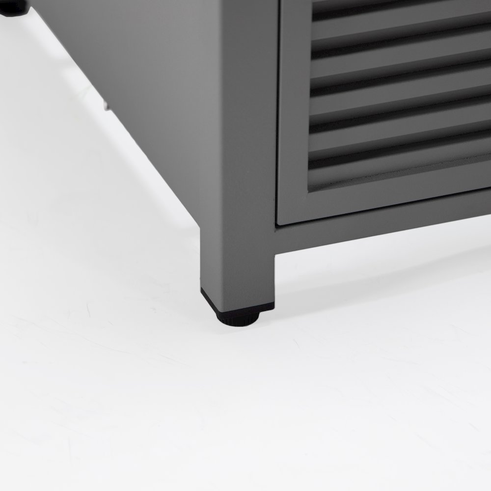 Walbrooke Patio Square Fire Pit and Tank Holder with Slats Design in Grey. Picture 18