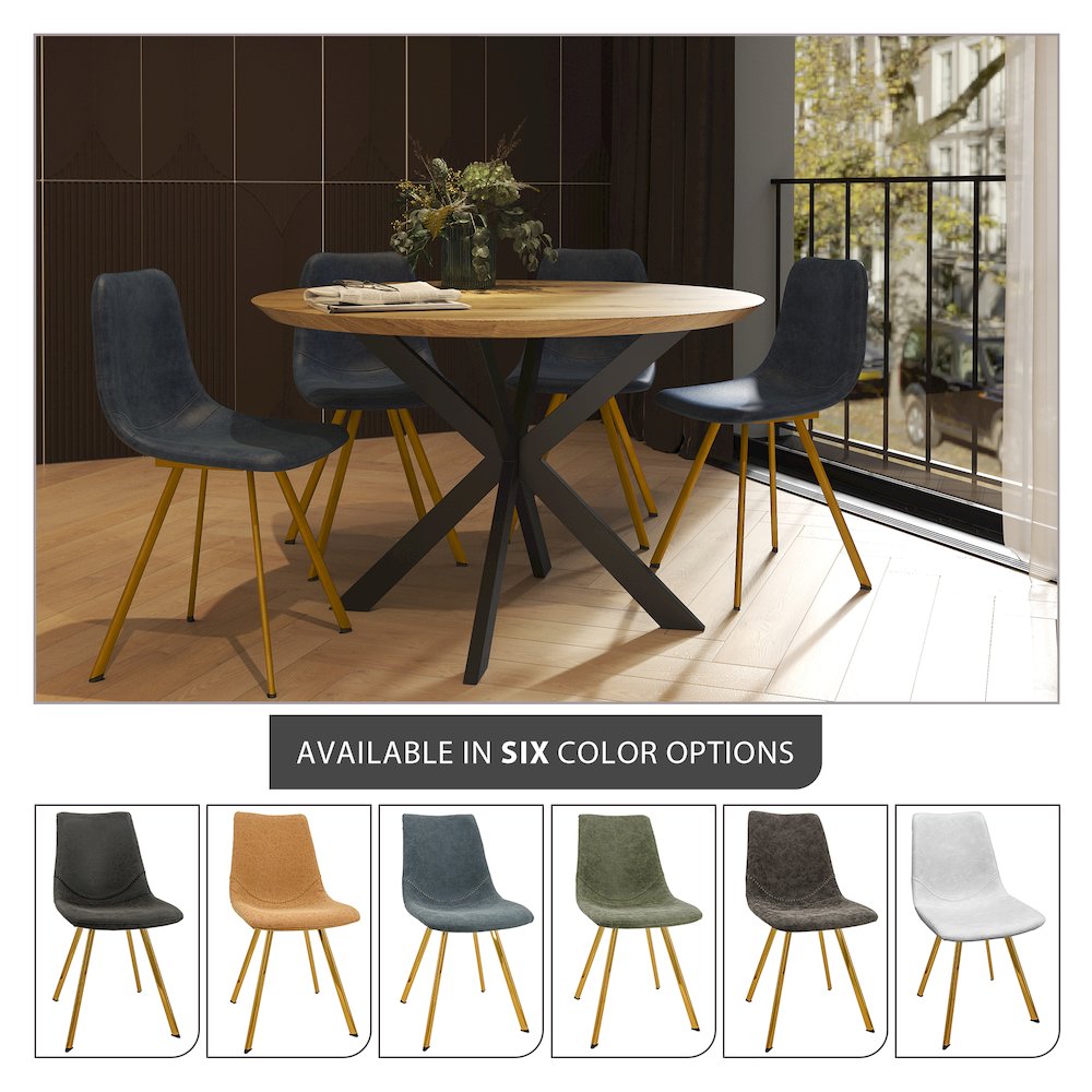 Markley Modern Leather Dining Chair With Gold Legs. Picture 10