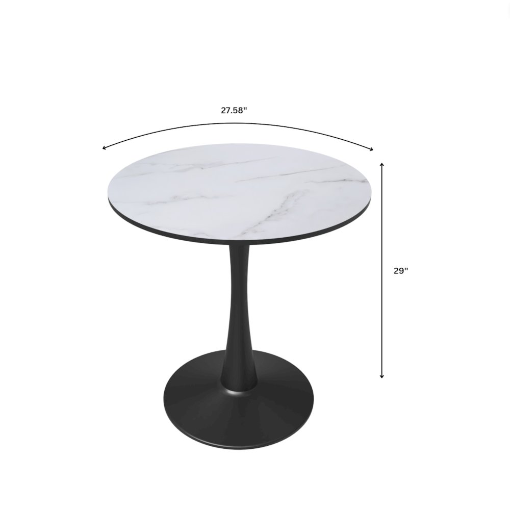 Bristol 27" round dining table Black base with marbled MDF top. Picture 28