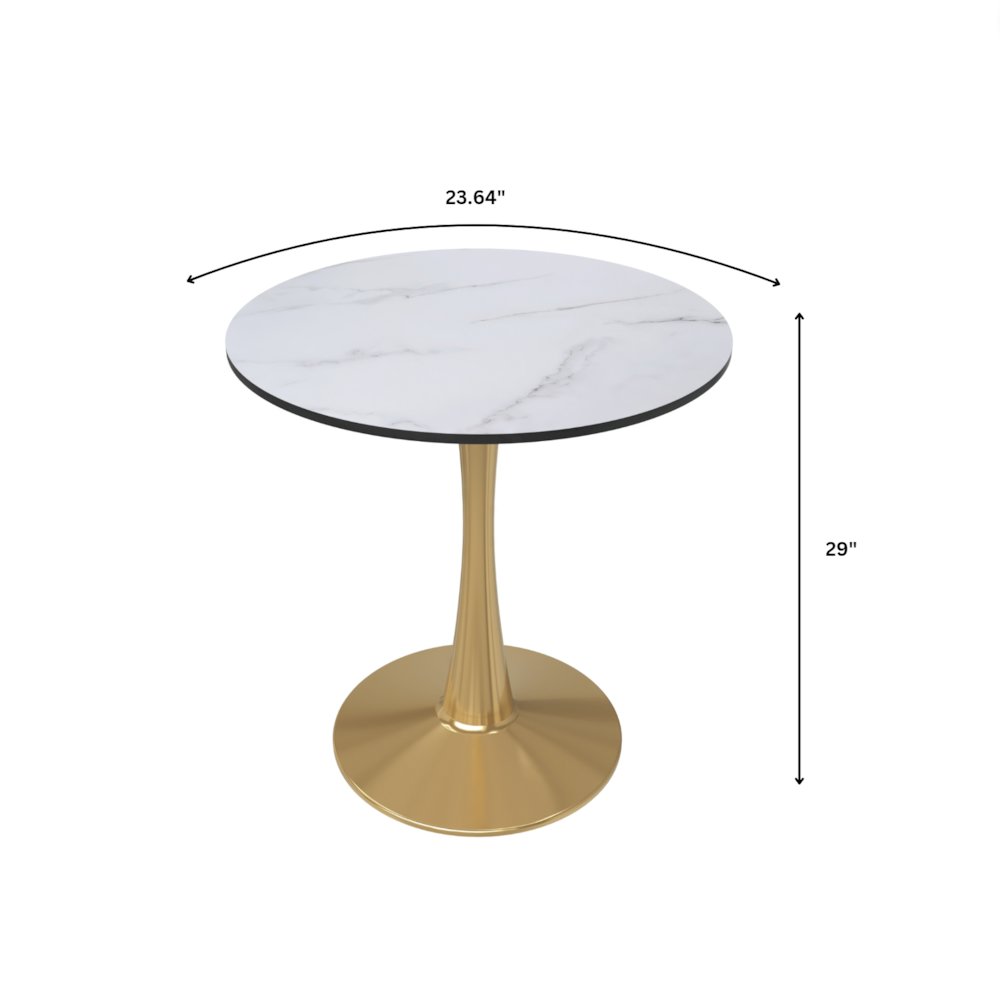 Bristol 24" round dining table Gold base with marbled MDF top. Picture 28