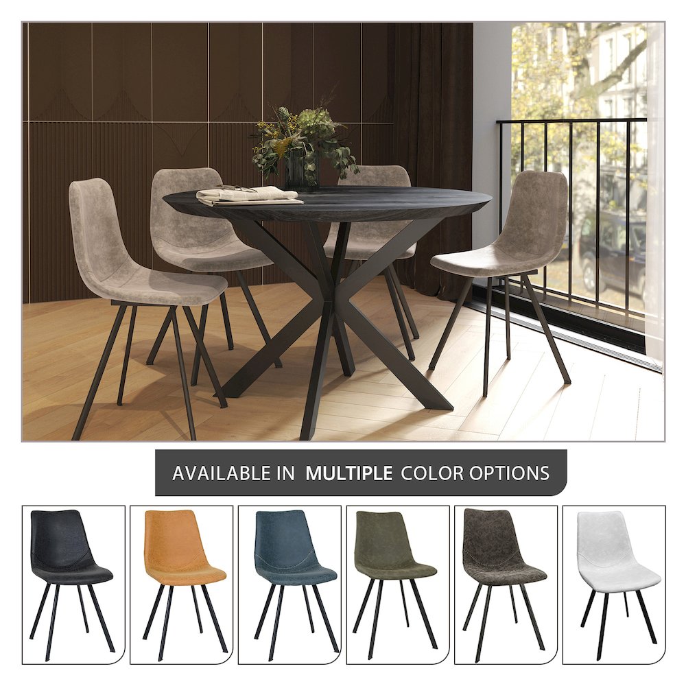 Markly Modern Leather Dining Chair With Metal Legs in Taupe Set of 4. Picture 5