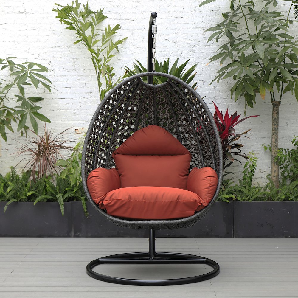 Charcoal Wicker Hanging Egg Swing Chair. Picture 6