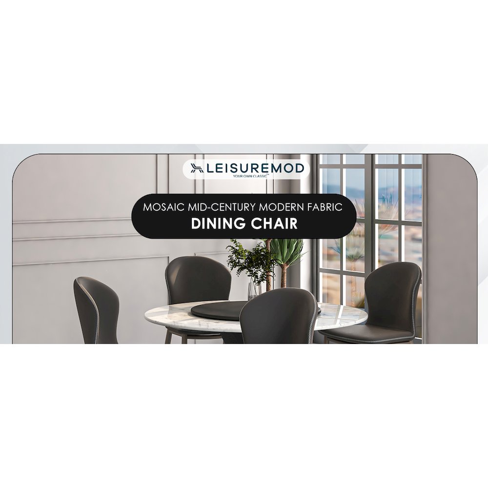 Mosaic Collection Modern Dining Chair in Charcoal Fabric - Set of 2. Picture 8