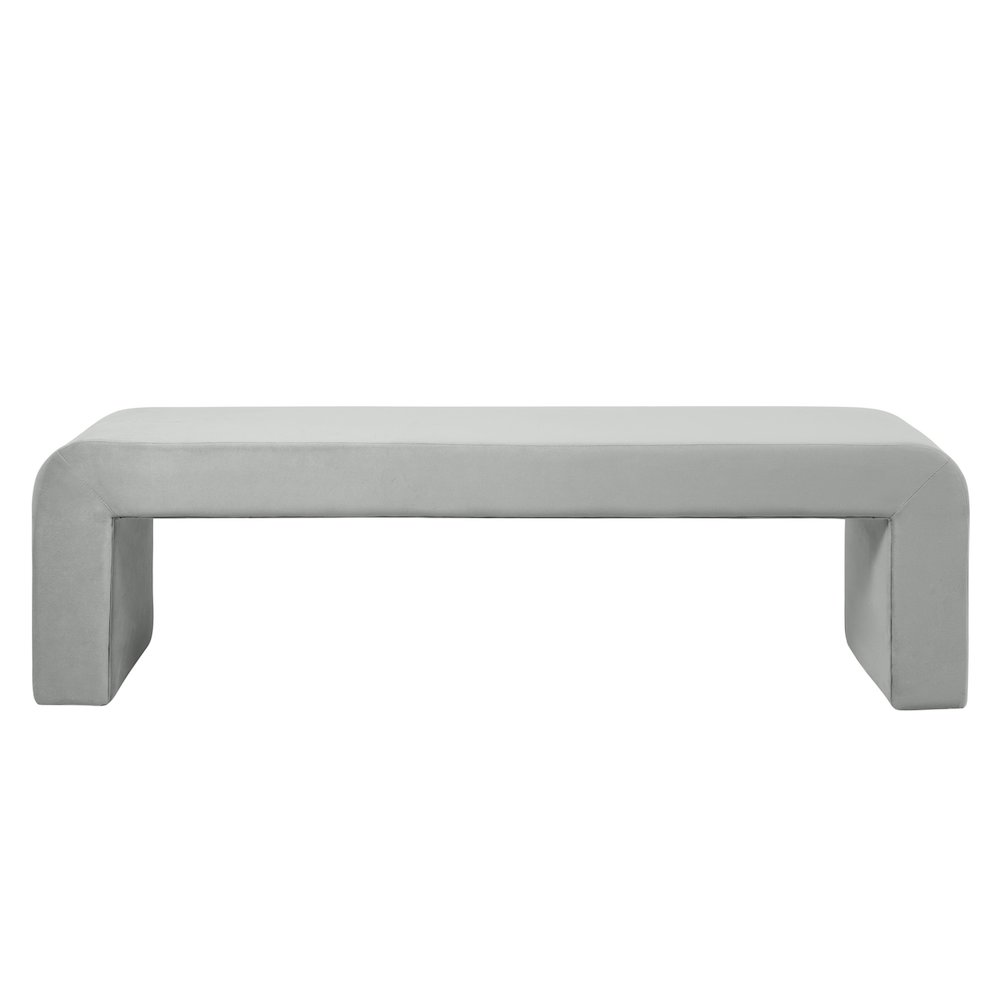 Vint Collection Modern 63" Bench In Light Grey Velvet. Picture 7