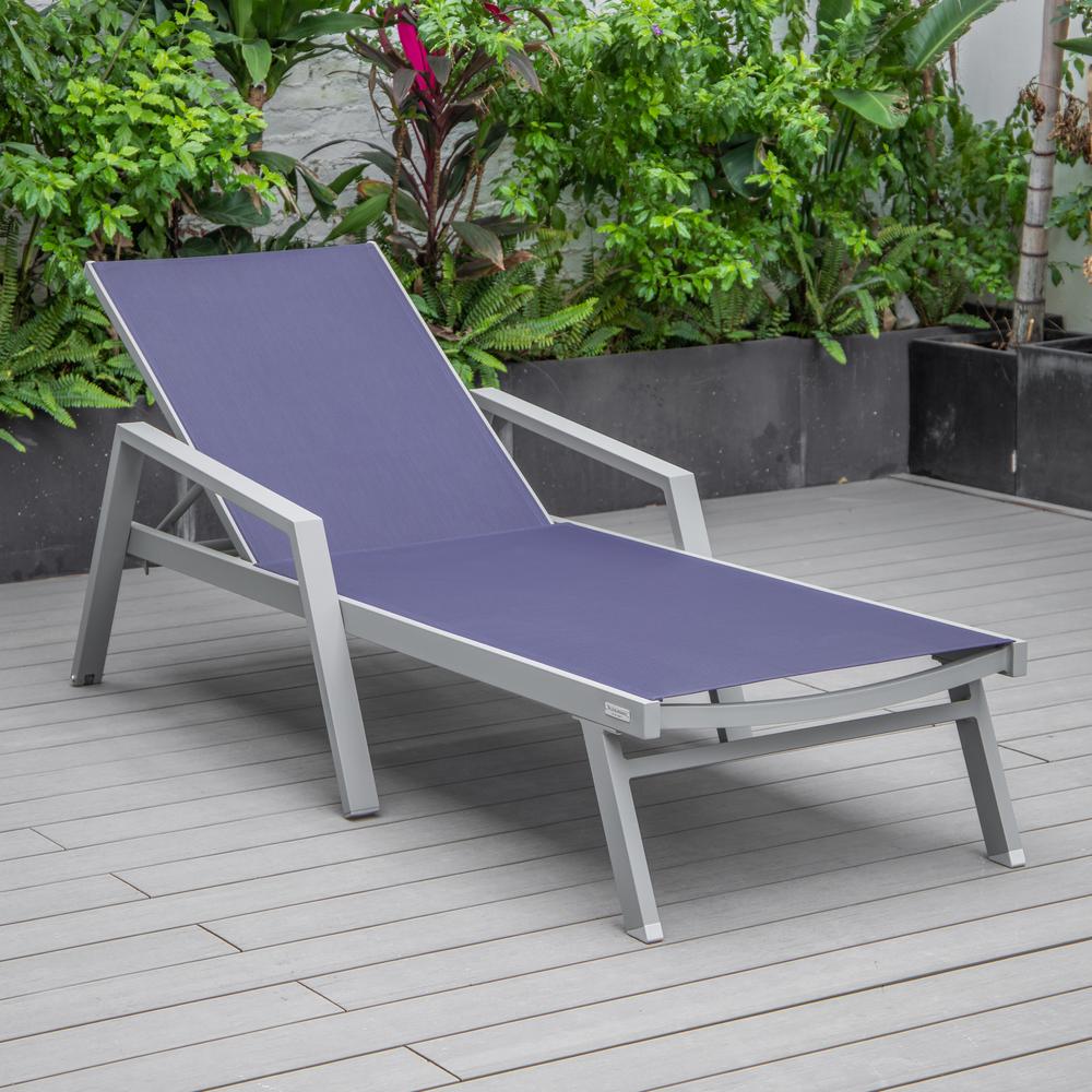Grey Aluminum Outdoor Patio Chaise Lounge Chair With Arms. Picture 20