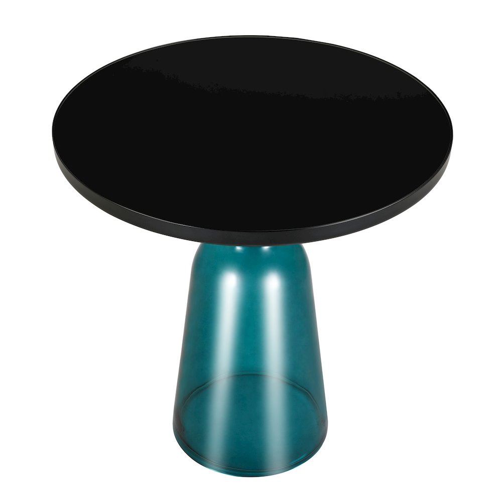 Tully Collection Glass side Table Blue glass, Black Rim with Black Glass top. Picture 6