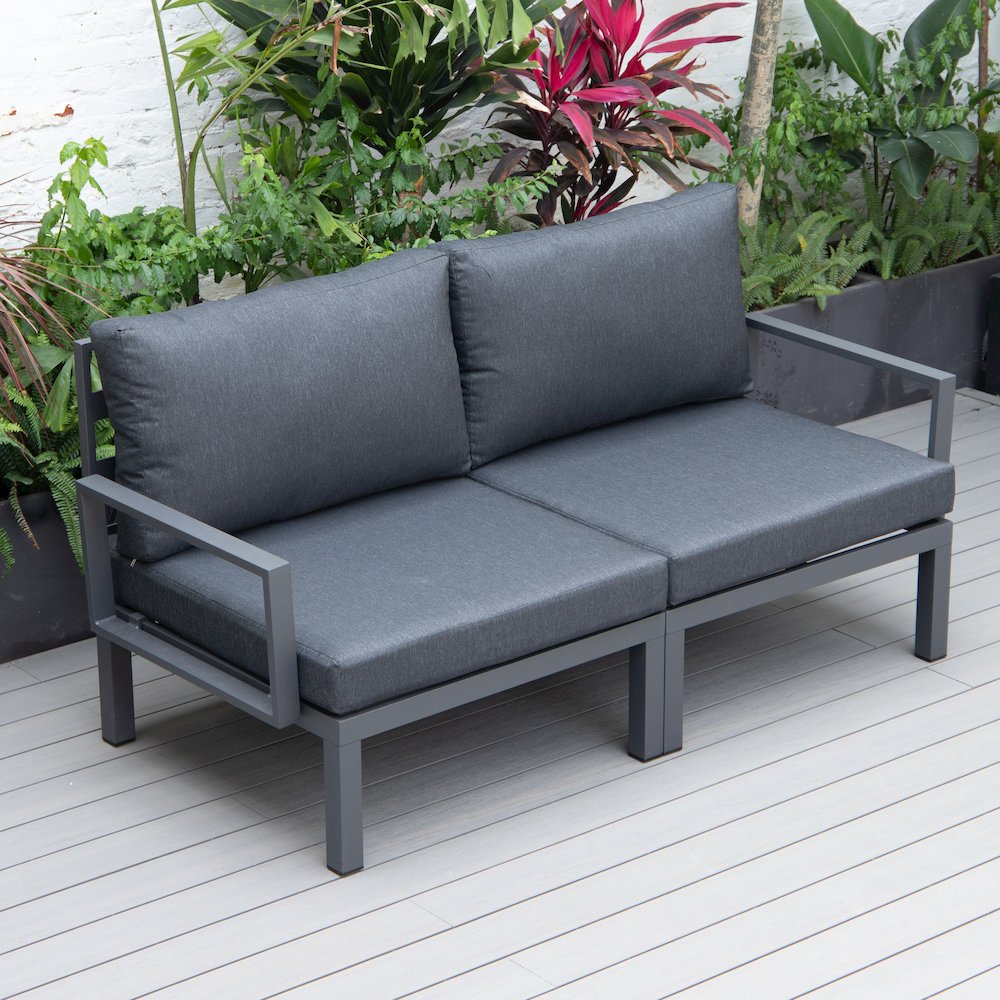 Hamilton Aluminum Patio Armchairs With Cushions Set of 2 in Black. Picture 6