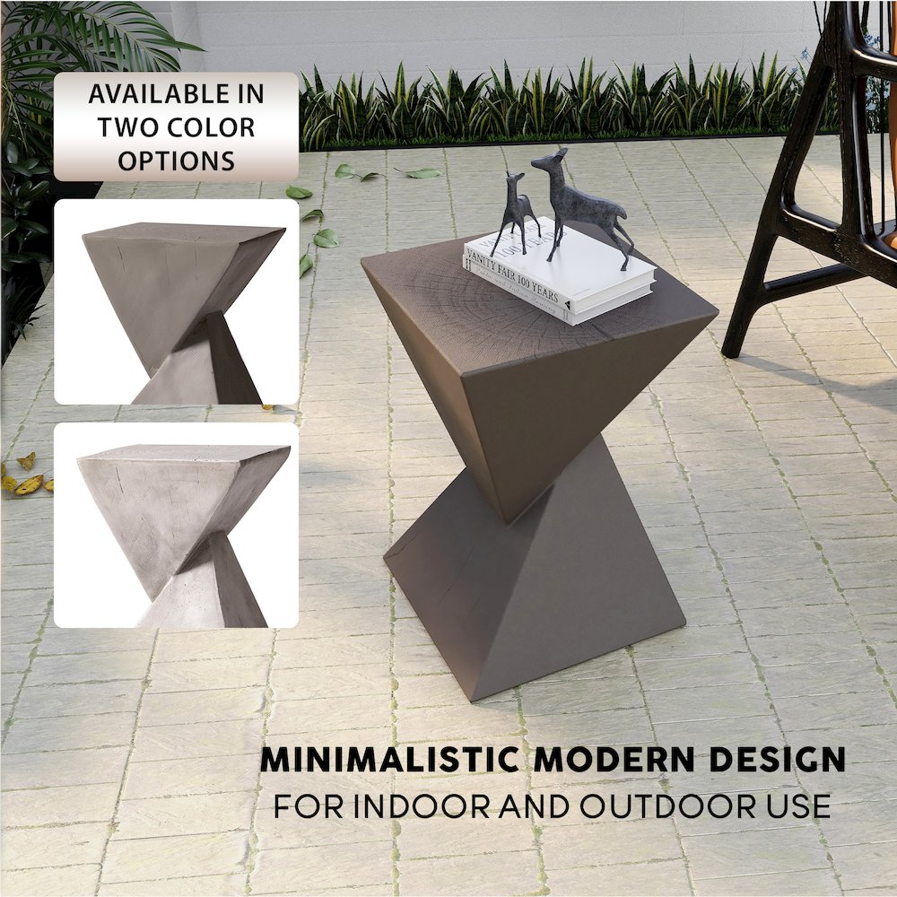 Glint Collection Fiberglass Outdoor Side Table in Grey. Picture 13