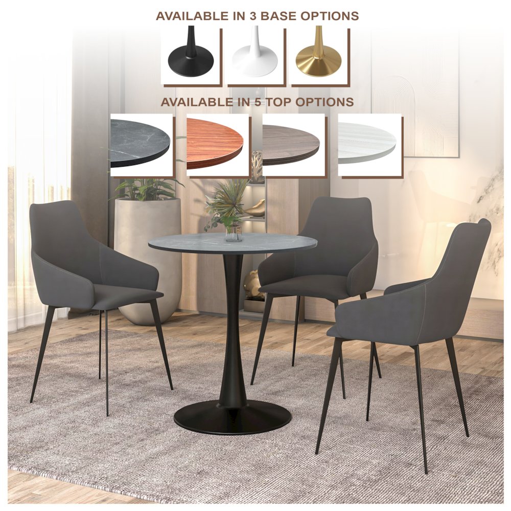 Bristol Dining table, Black Base with 27 Round Marbleized Black MDF top. Picture 9