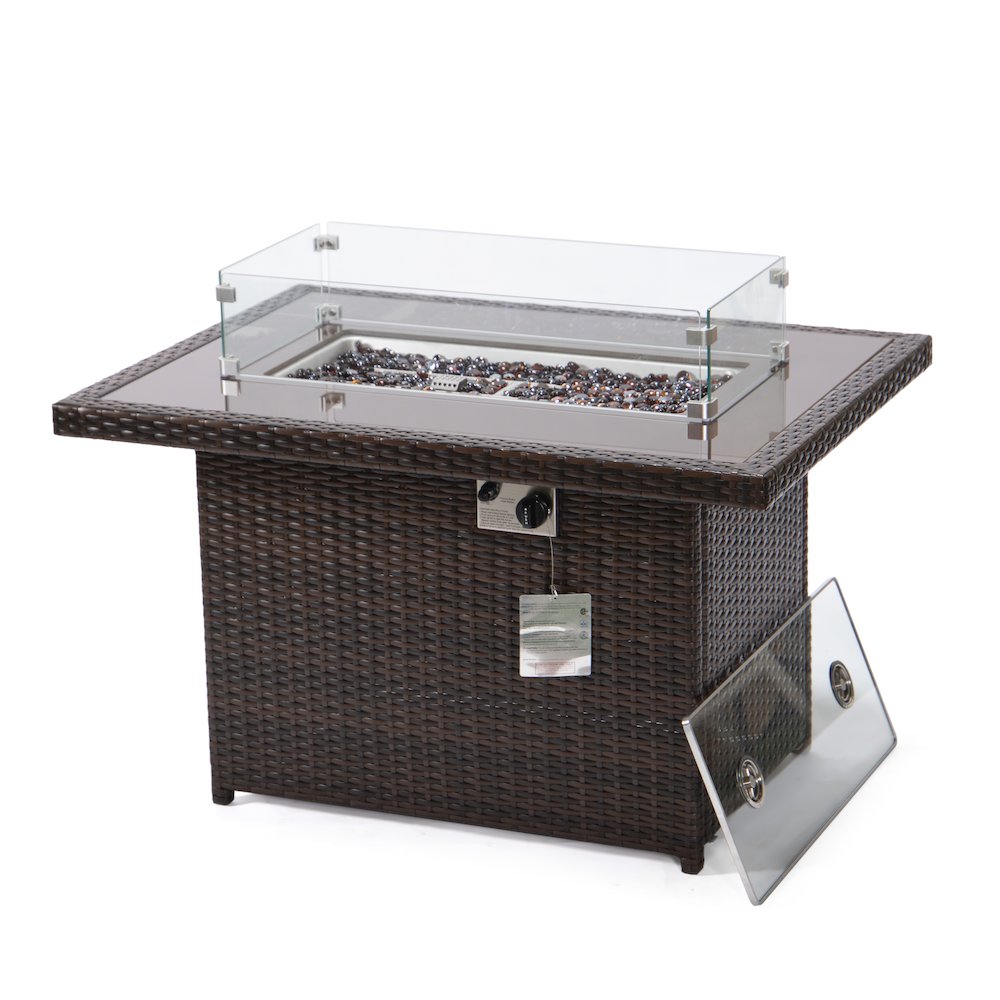 Mace Wicker Patio Modern Propane Fire Pit Table. Picture 4