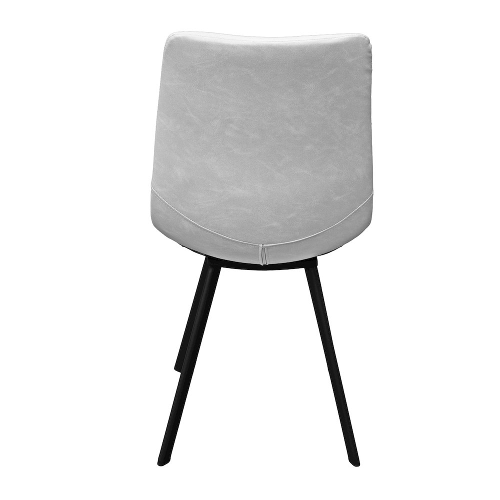 Markley Modern Leather Dining Chair With Metal Legs Set of 4, Light Grey. Picture 6