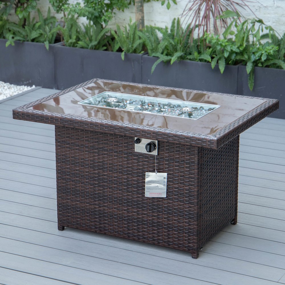 Mace Wicker Patio Modern Propane Fire Pit Table. Picture 10