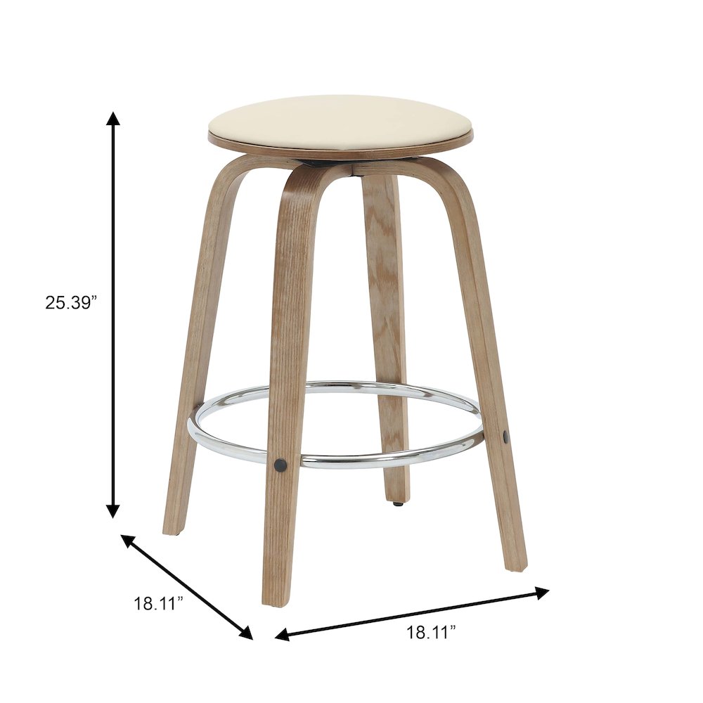 Wooden Counter Stool Pelya Collection Modern Style Washed Walnut color in Taupe. Picture 21