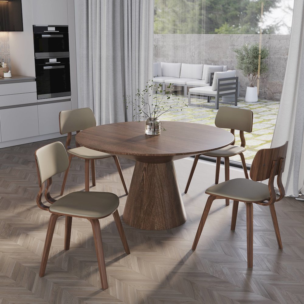 5-Piece Dining Set in Walnut/Light Brown. Picture 10