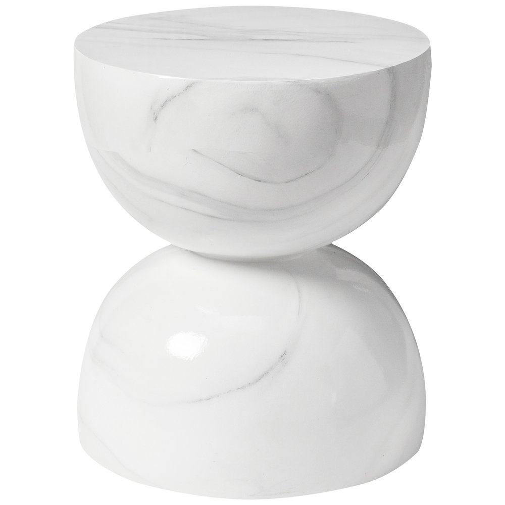 Sage Collection Fiberglass Outdoor Side Table in Marbled White. Picture 11