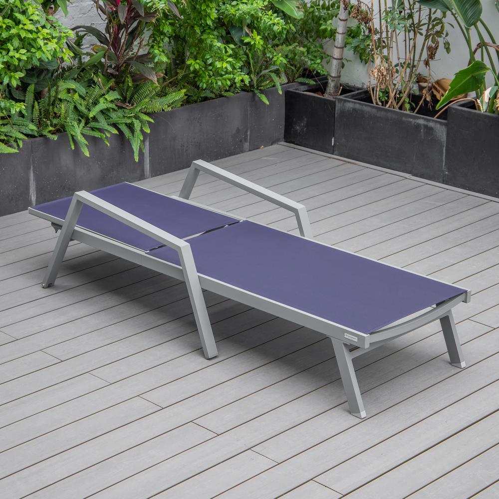 Grey Aluminum Outdoor Patio Chaise Lounge Chair With Arms. Picture 22