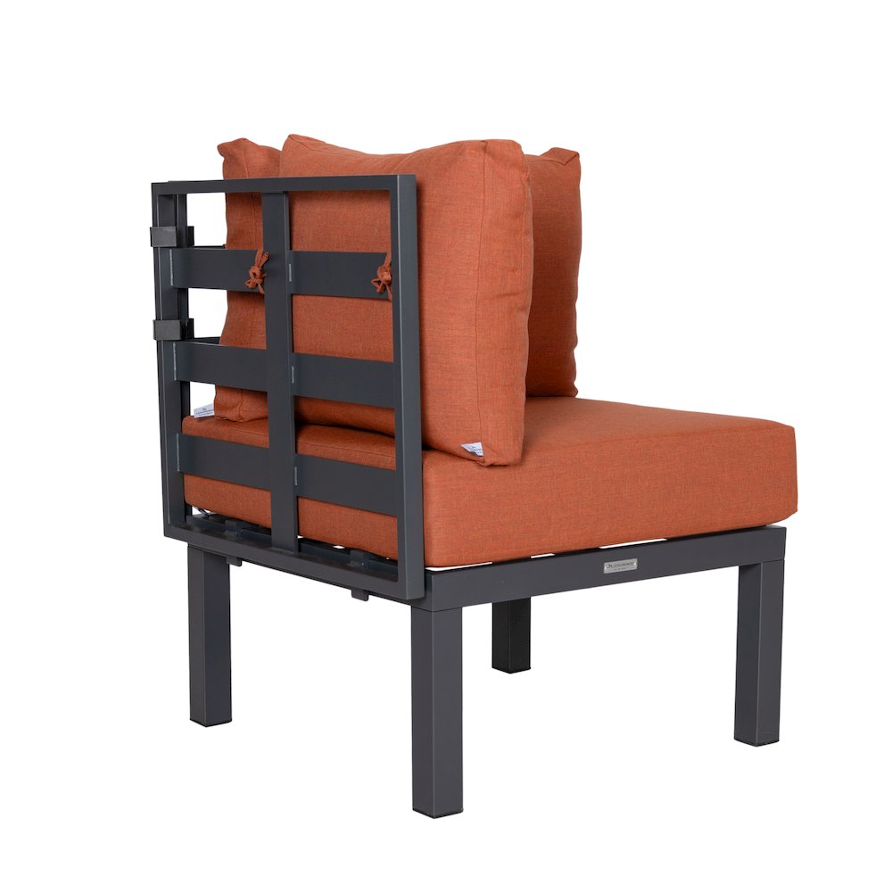 Chelsea 7-Piece Patio Sectional And Fire Pit Table Black Aluminum With Cushions. Picture 24