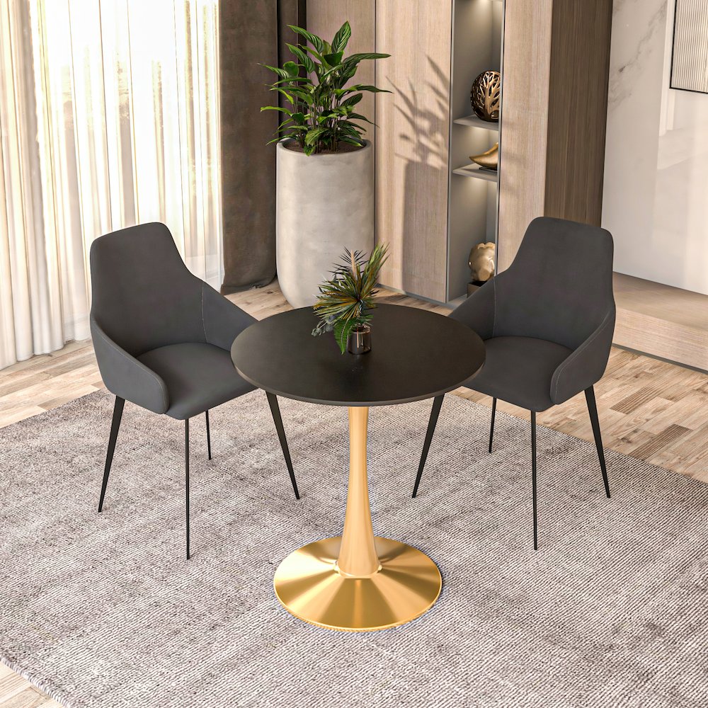 Bristol 24" round dining table Gold Base With Black Top. Picture 17
