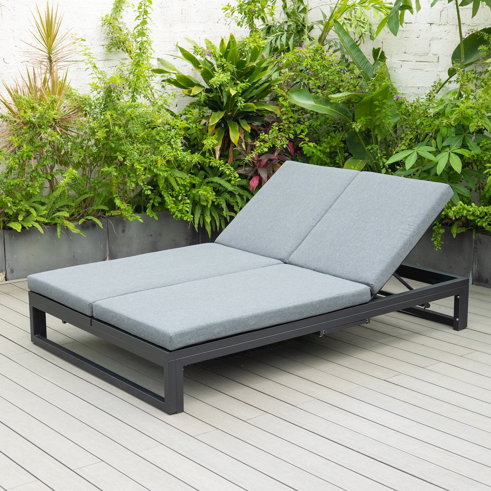 Chelsea Convertible Lounge Reclining Double Chaise With Cushions. Picture 9