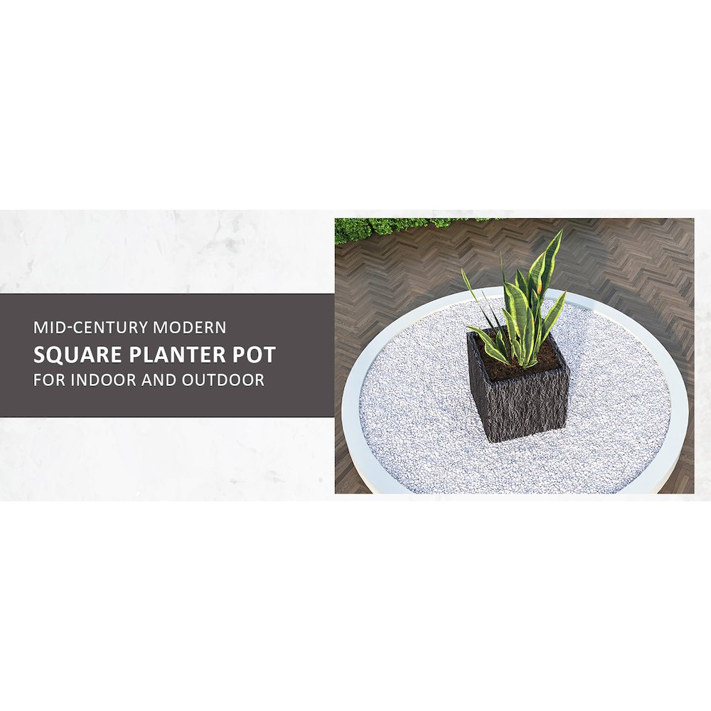 Verdura Series Cubic Poly Stone Planter in Dotted Blck 21.7 Cube. Picture 2