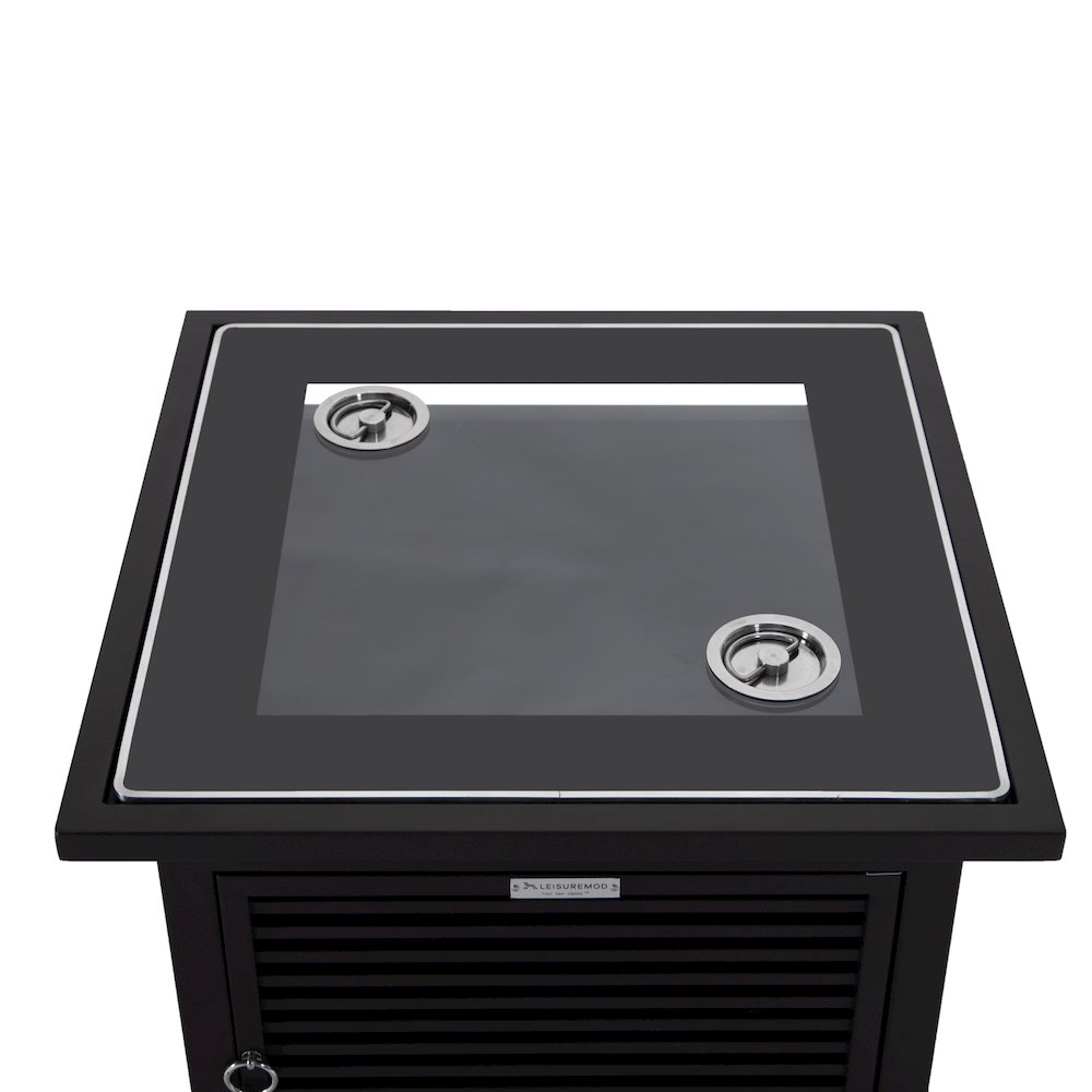 Walbrooke Black Patio Square Tank Holder with Slats Design in Black. Picture 5