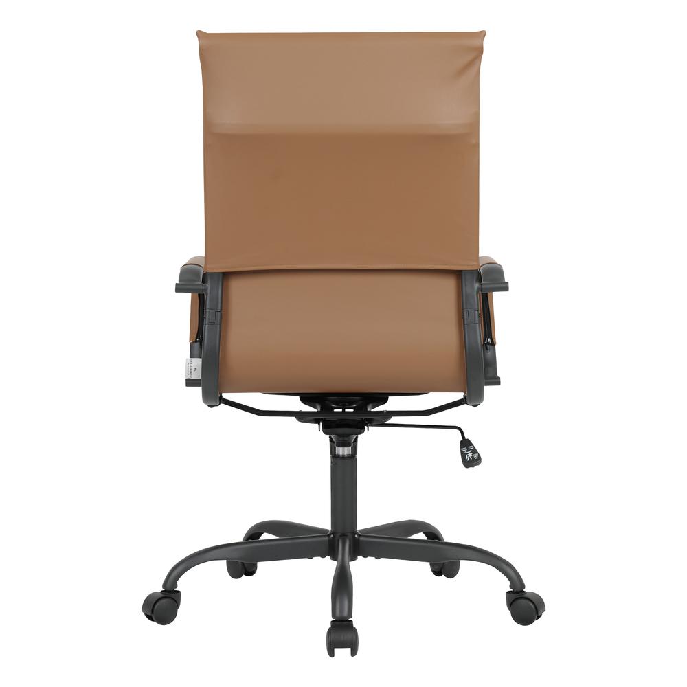 Leather Home High-Back Office Chair in Light Brown With Black Frame. Picture 6
