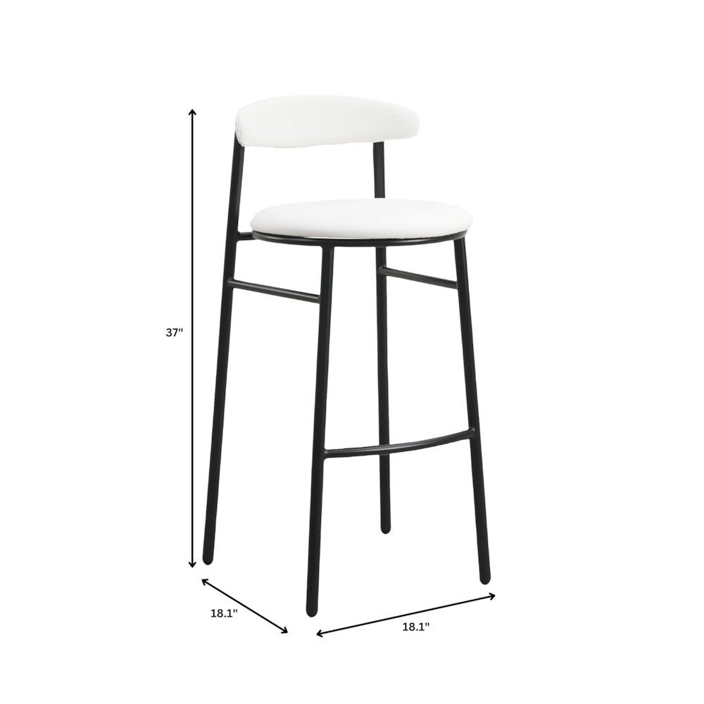Lume Collection Modern Bar Stool in White. Picture 12