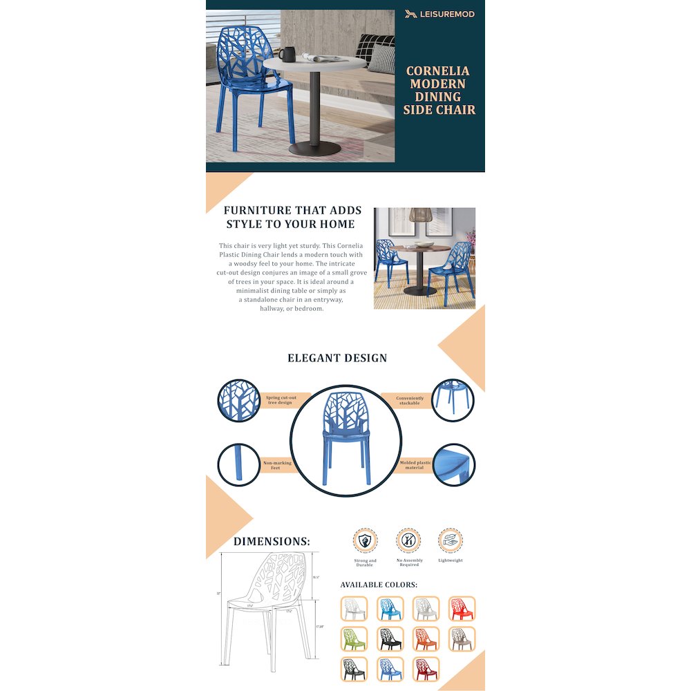 Cornelia Modern Spring Cut-Out Tree Design Stackable Dining Chair. Picture 11