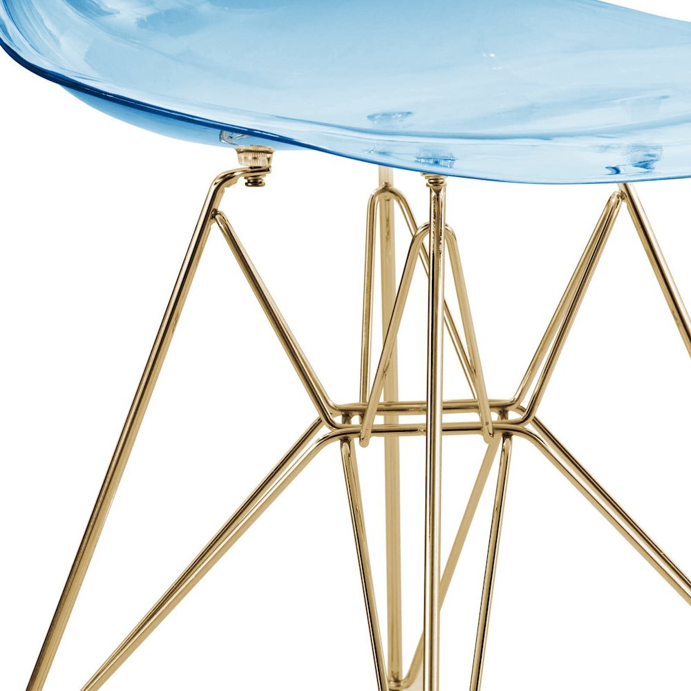 5-Piece Dining Set 35" Round Dining Table in Chrome - Transparent Blue. Picture 8
