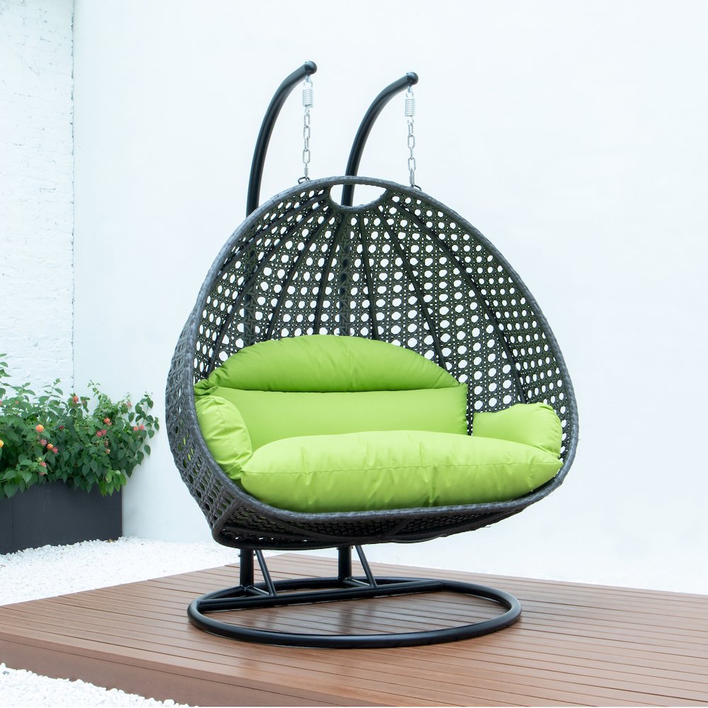 Charcoal Wicker Hanging 2 person Egg Swing Chair. Picture 3