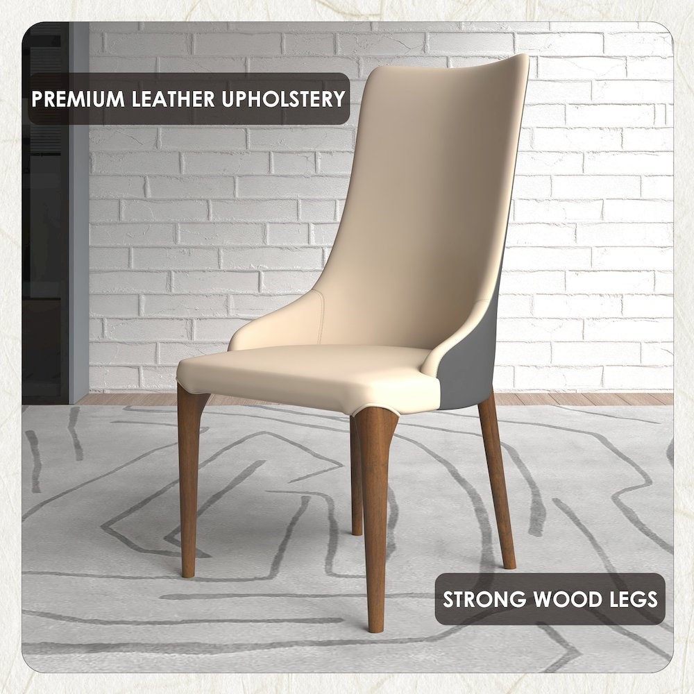 Elm Collection Modern Wooden Dining Chair In Grey. Picture 16