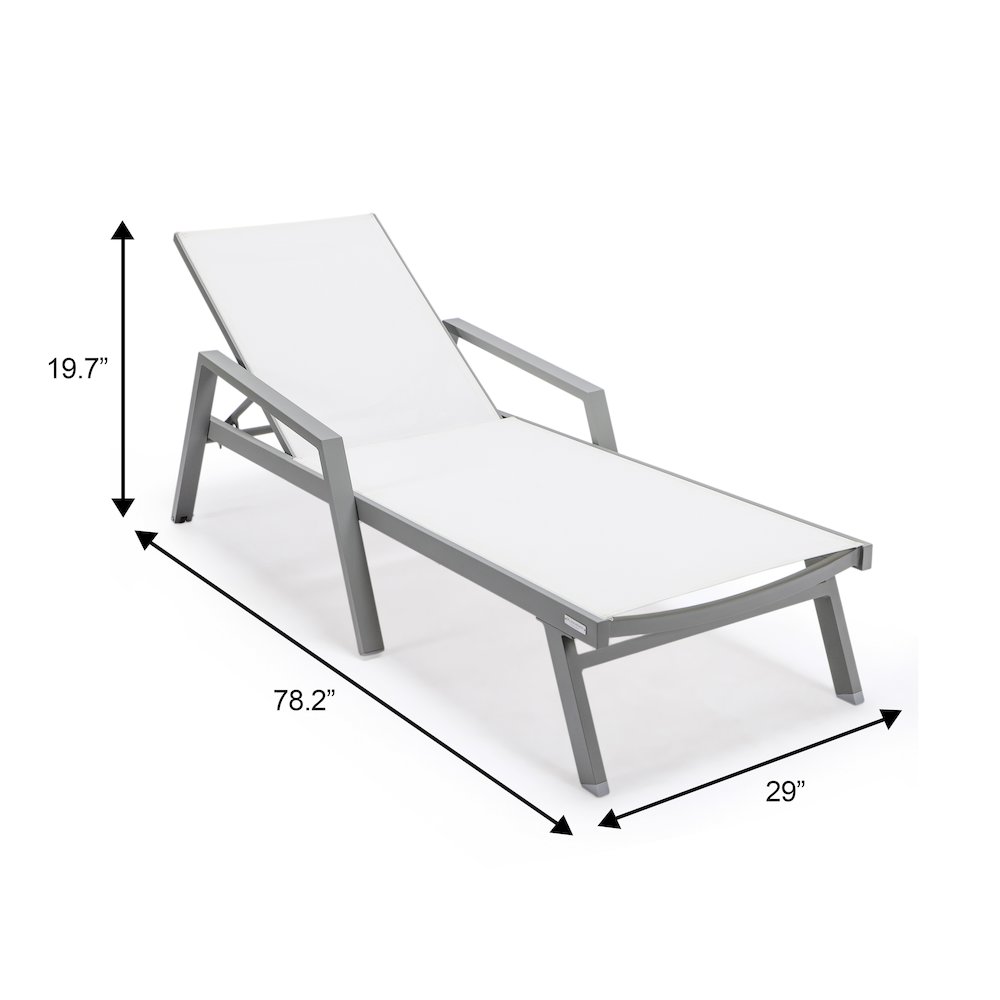 Marlin Patio Chaise Lounge Chair With Armrests in Grey Aluminum Frame. Picture 16