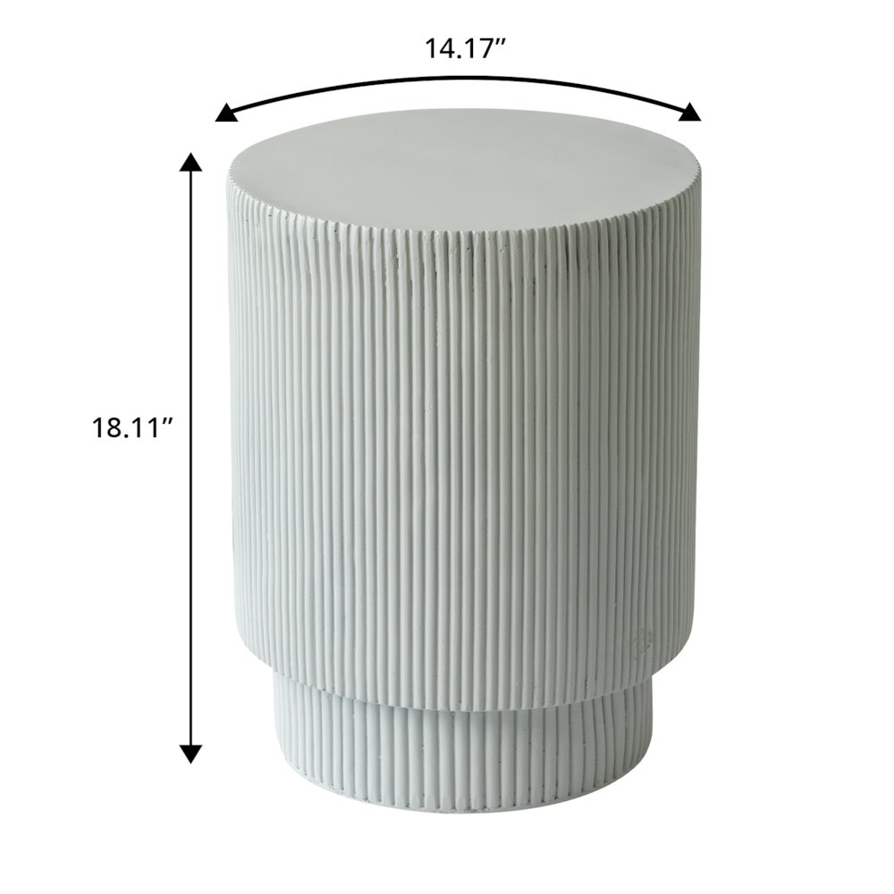 Eden Collection Fiberglass Outdoor Side Table in Light Grey. Picture 14