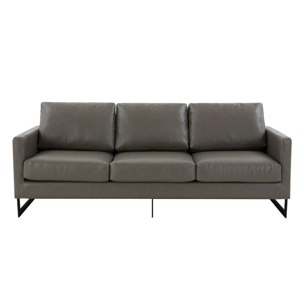 Lincoln Grey Leather Sofa With Black Frame. Picture 6