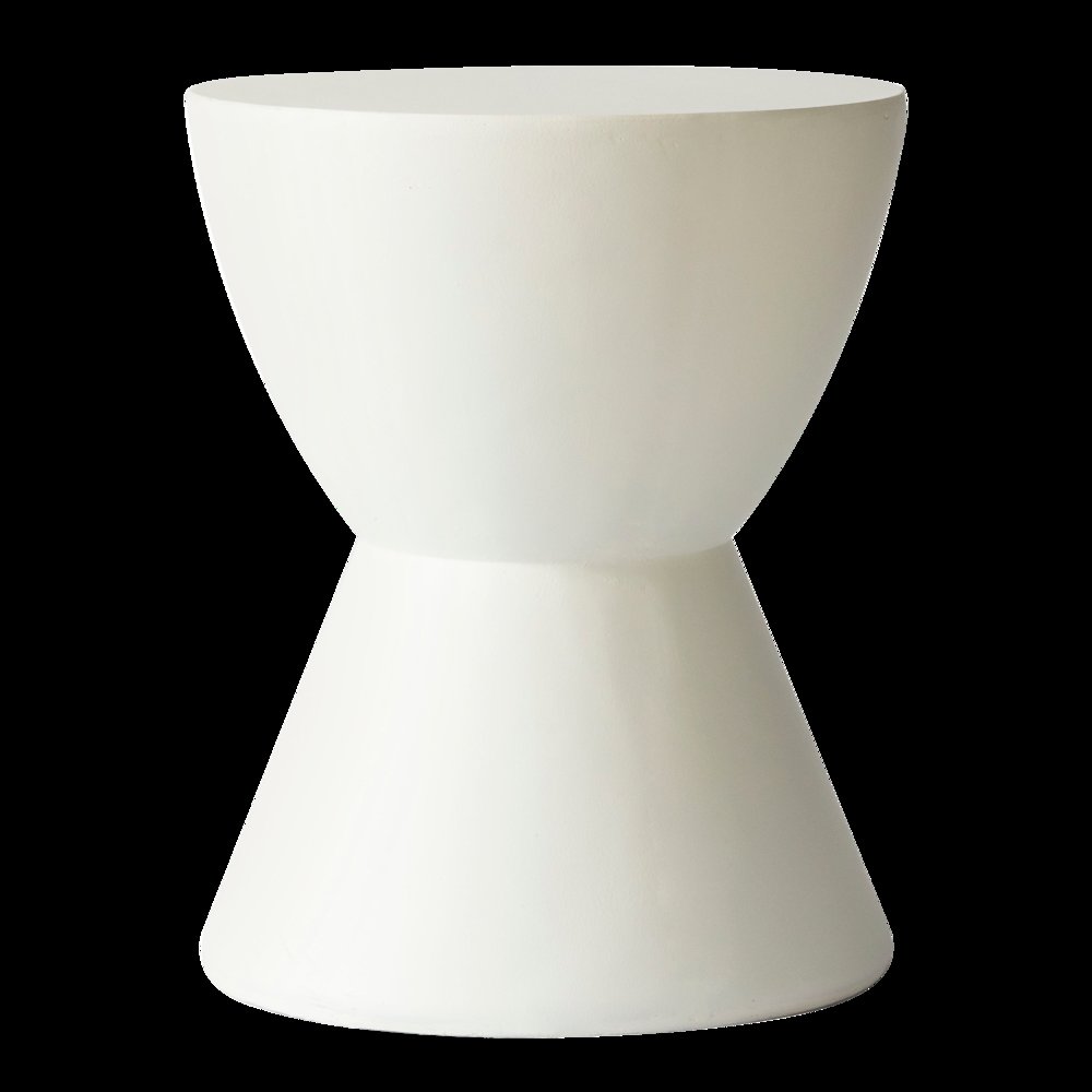 Loft Collection Fiberglass Outdoor Side Table in White. Picture 1