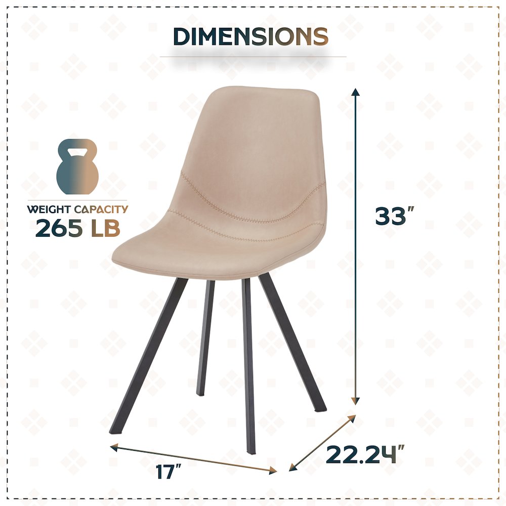 Markly Modern Leather Dining Chair With Metal Legs in Taupe. Picture 17