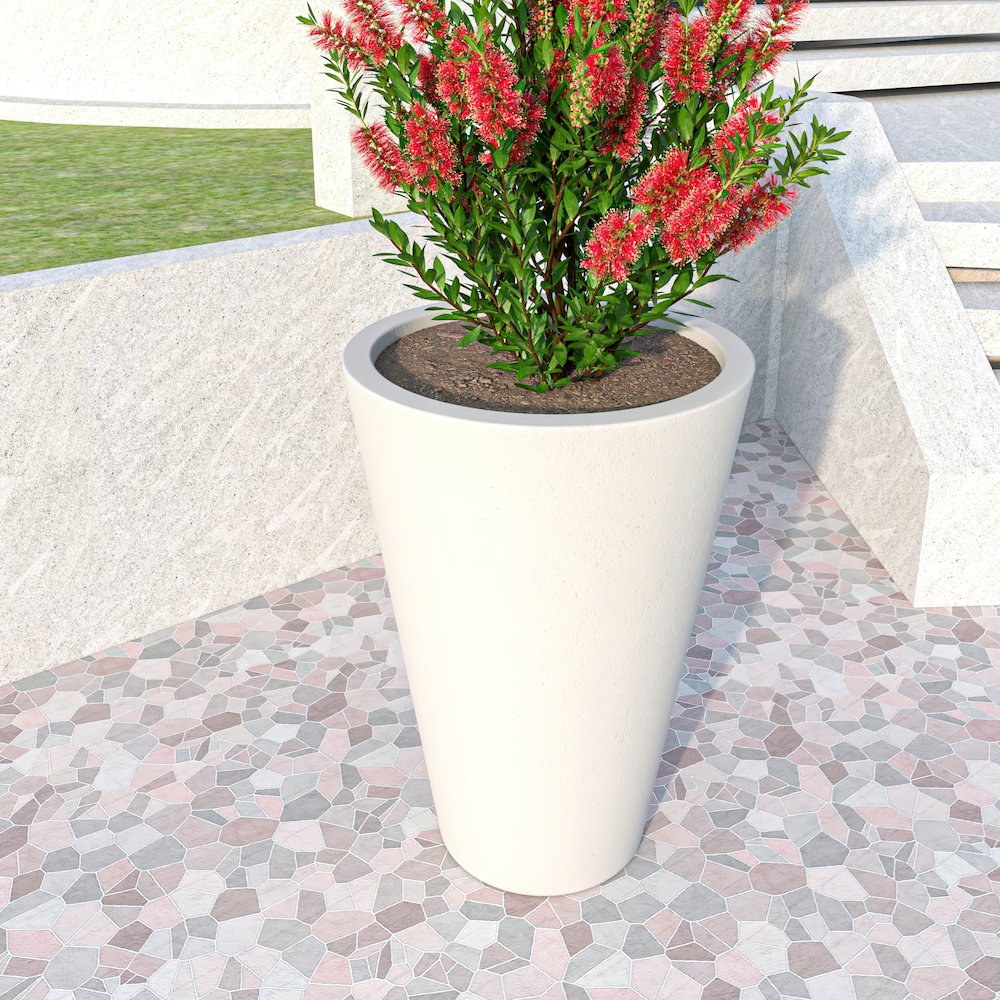 Pebble Series Poly Stone Planter 19.7." Dia 27.6" High in White. Picture 11