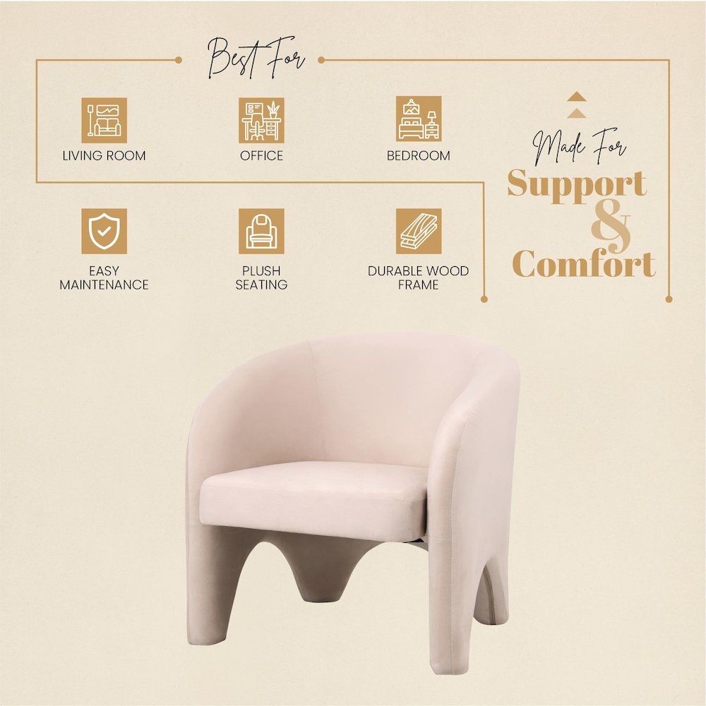 Lylo Collection Modern Accent Chair In Beige Velvet. Picture 4
