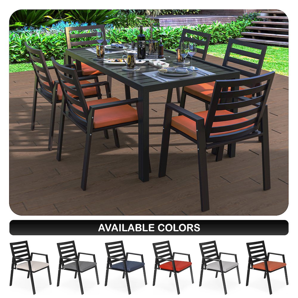 Chelsea Modern Patio Dining Armchair in Aluminum with Removable Cushions. Picture 3