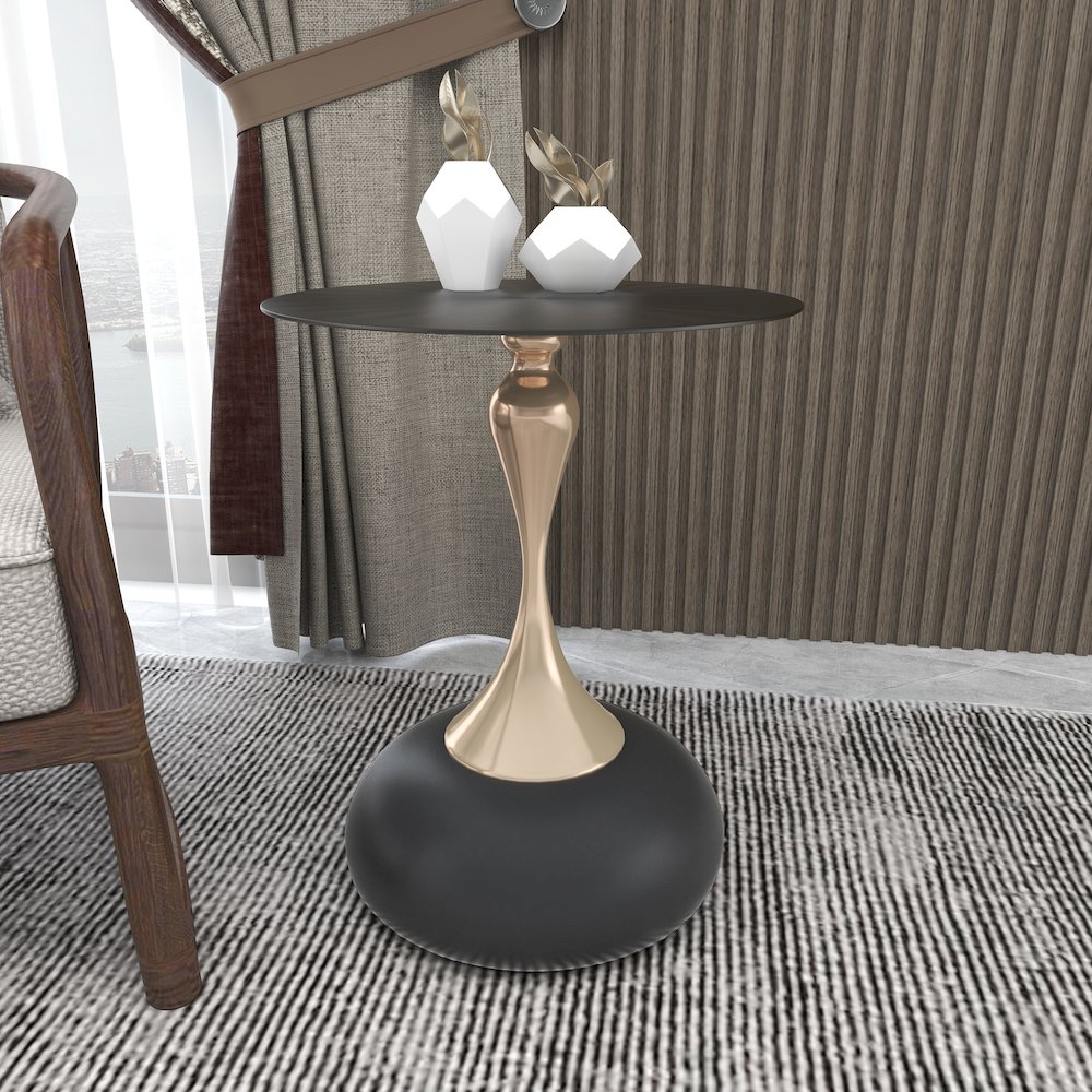 Savoy Collection Modern End Table In Matt Black. Picture 11