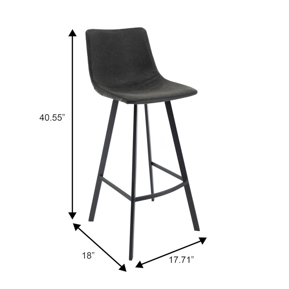 Elland Modern Upholstered Leather Bar Stool With Iron Legs & Footrest. Picture 9