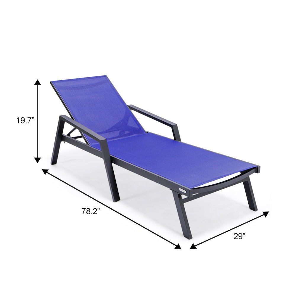 Marlin Patio Chaise Lounge Chair With Armrests in Black Aluminum Frame. Picture 18