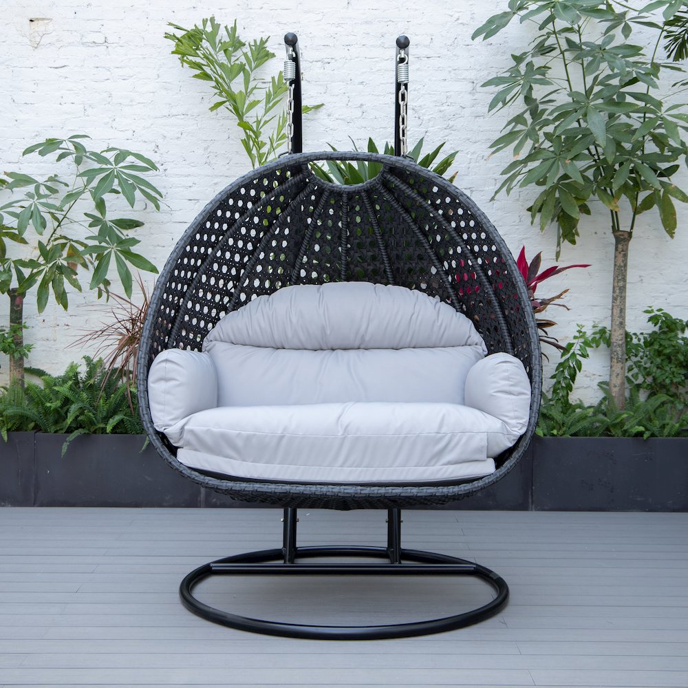 Mendoza Charcoal Wicker Hanging 2 person Egg Swing Chair. Picture 4