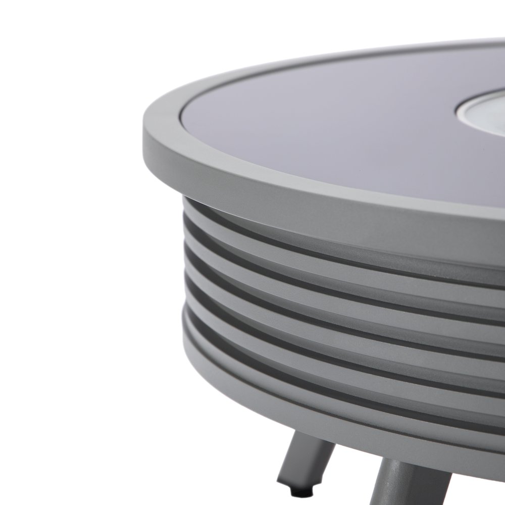Walbrooke Outdoor Patio Aluminum Round Slats Design Fire Pit Side Table. Picture 7