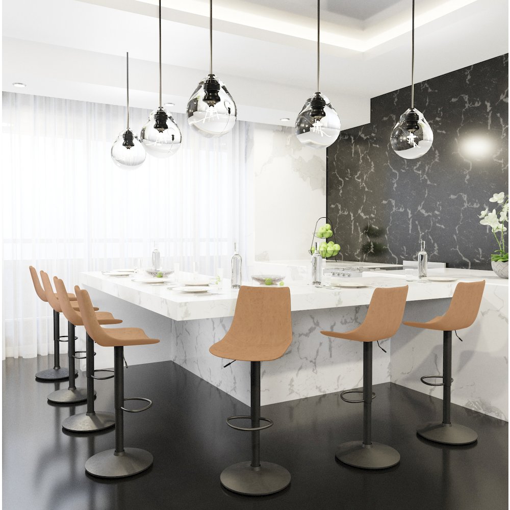 Tilbury Modern Adjustable Bar Stool in Light Brown. Picture 2