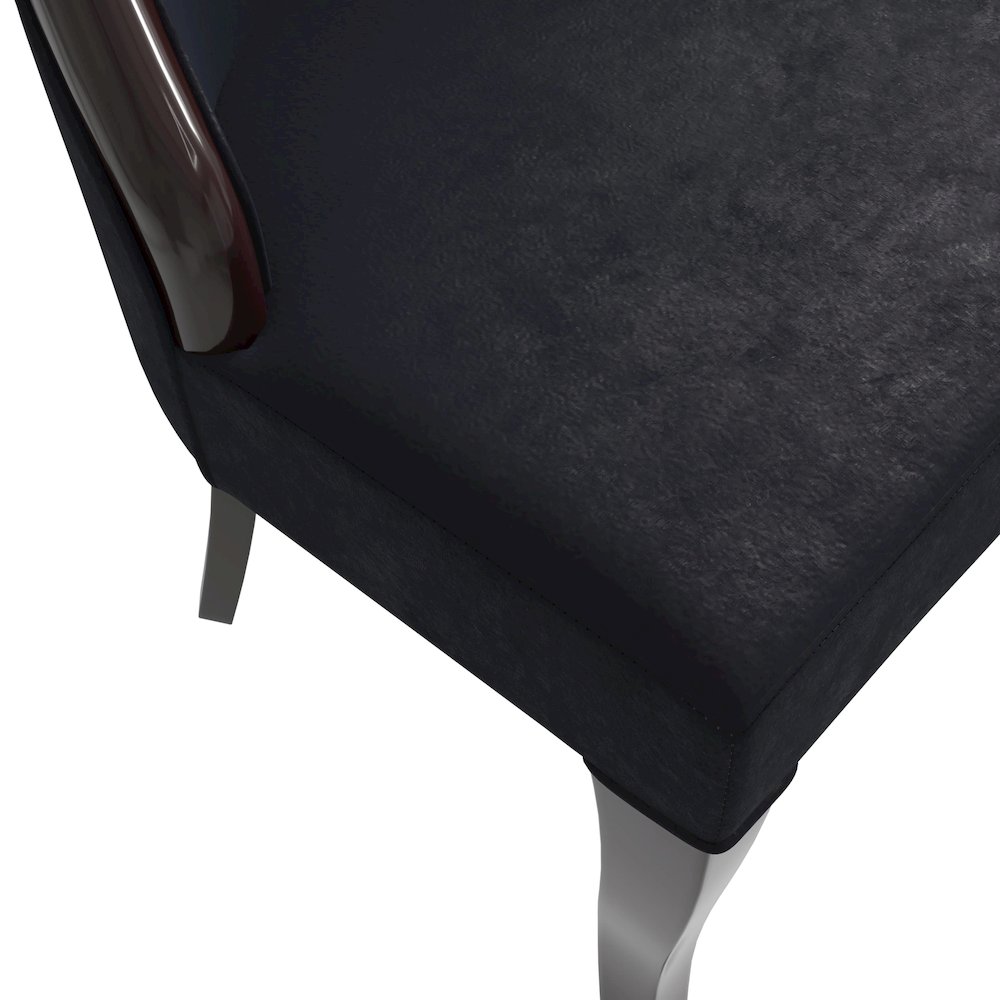 Novara Collection Modern Wooden Dining Chair in Black Velvet Set of 2. Picture 11