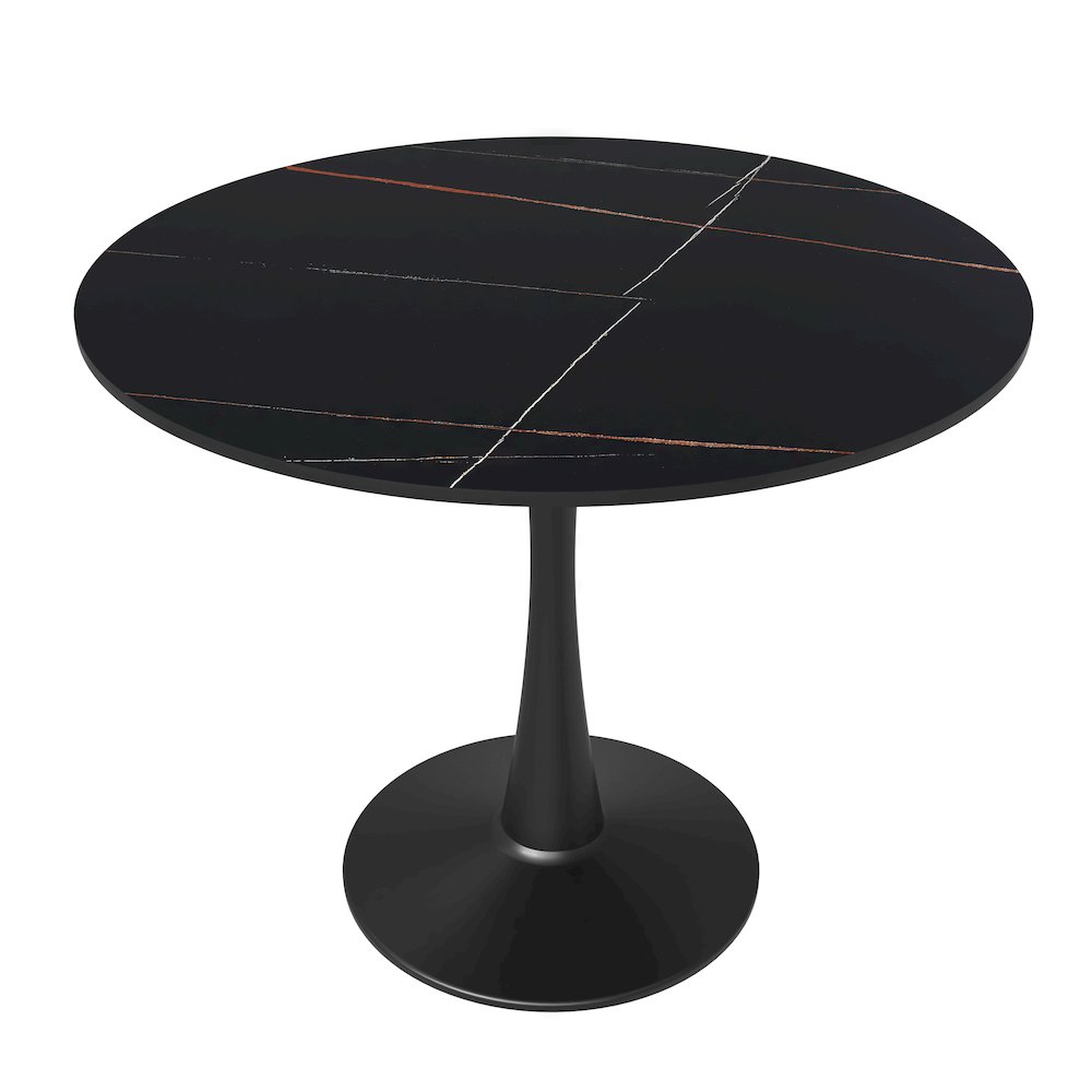 Bristol 31" round dining table Black base with Black Sintered stone Top. Picture 9