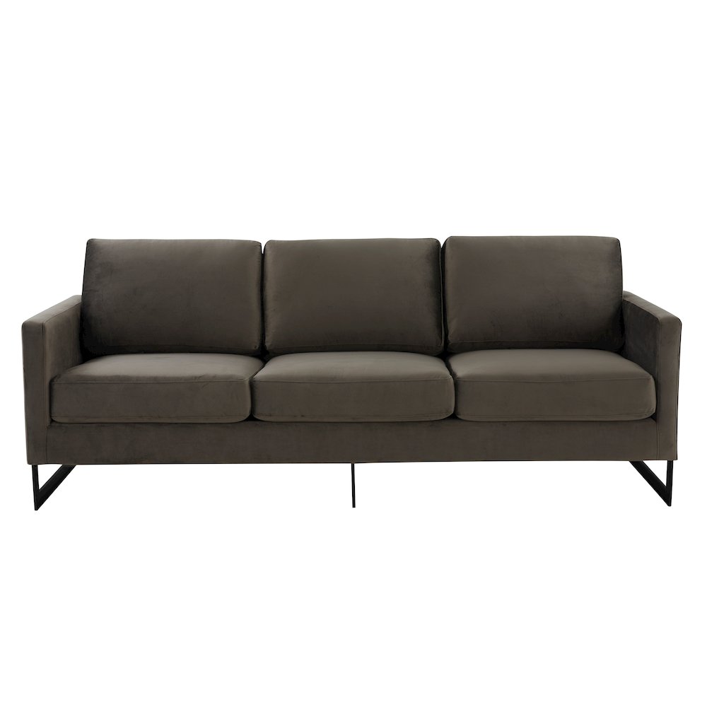 Lincoln Dark Grey Velvet Sofa With Black Frame. Picture 5