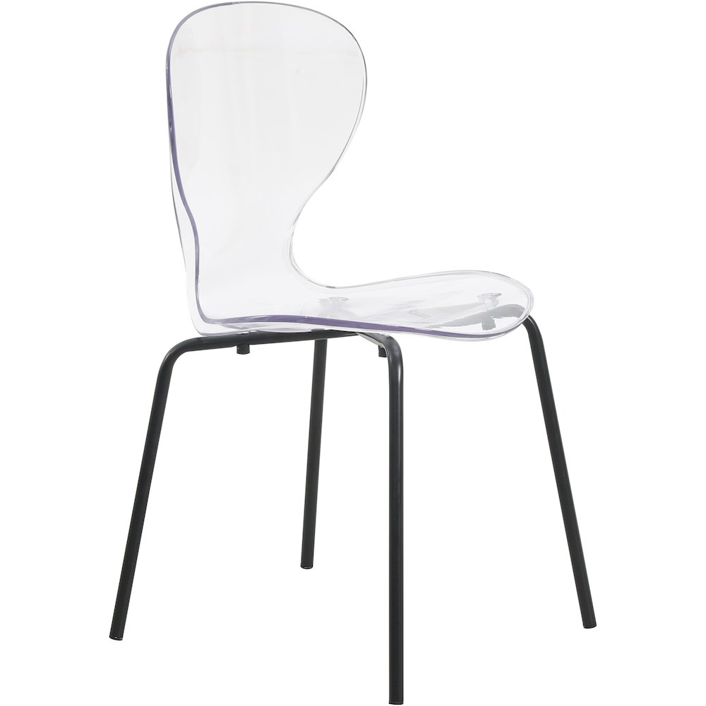 Modern Oyster Transparent Side Chair in Black Base. Picture 2